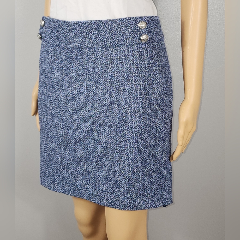Veronica Beard Blue Tweed Mini Skirt